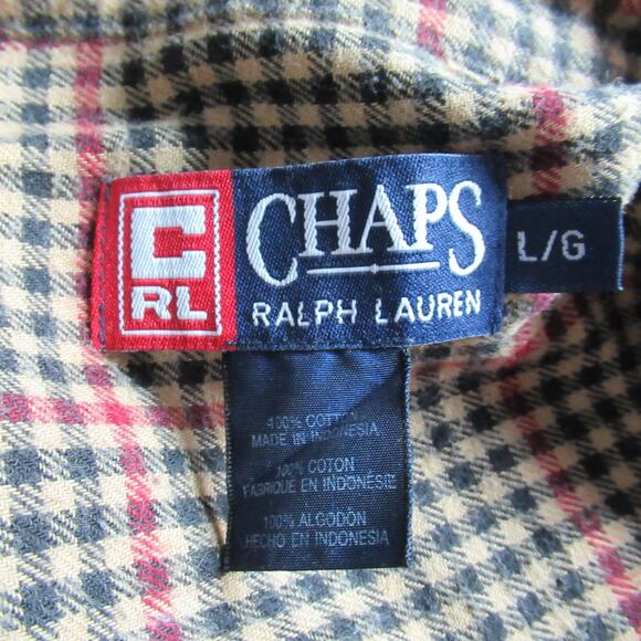 Vintage Chaps Ralph Lauren Shirt Mens Large Plaid Flannel Long Sleeve Cabin 90s - Picture 6 of 7